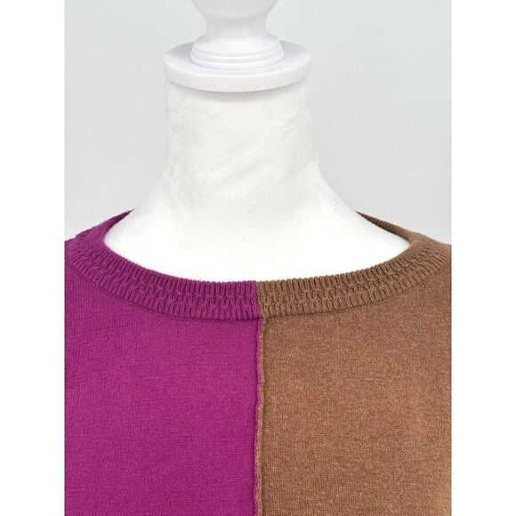 ✨ NOEN Cashmere Blend Colorblock Sweater Purple and Tan Size L  NWOT✨ - Picture 4 of 13